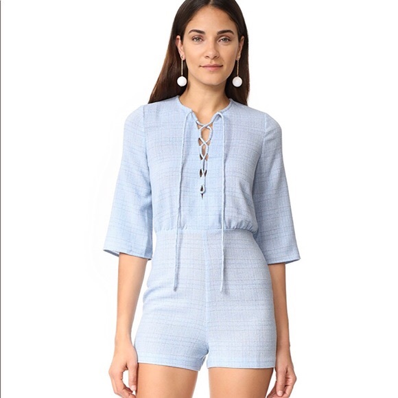 NWT Ali & Jay Weekend One Plaid Chambray Romper - Picture 1 of 5